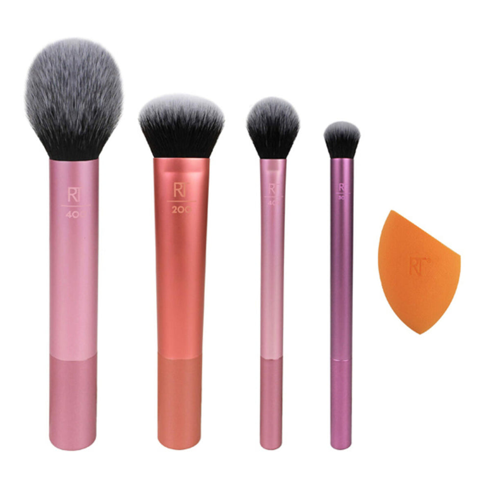 Real Techniques Everyday Essentials Make-Up Brush Set 5 Pieces (1 x Blusher Brush 1 x Miracle Complexion Sponge 1 x Face Powder Brush 1 x Eye Brush) for Women