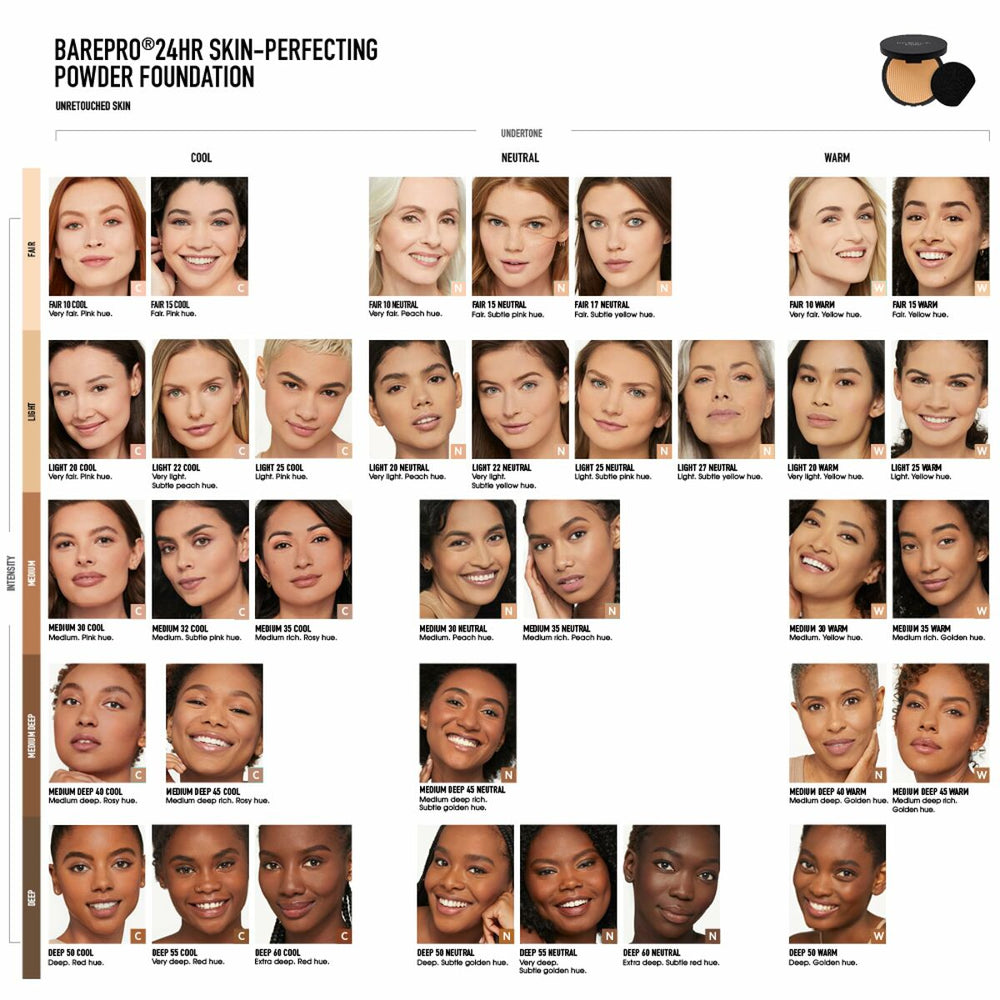 bareMinerals BarePro 24H Skin-Perfecting Powder Foundation 8g - Light 20 Cool, 8 ml for Unisex