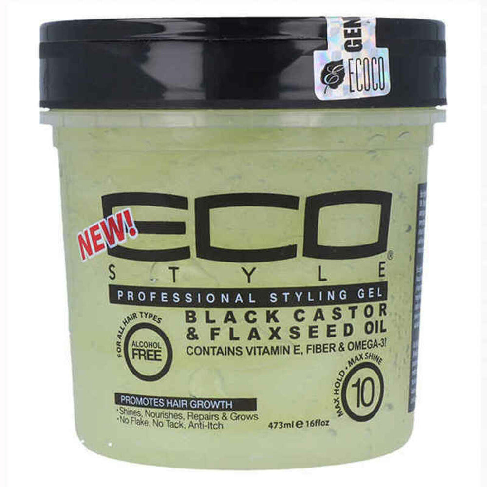 Eco Styler Black Castor & Flaxseed Oil Gel 473ml, 473 ml for Unisex