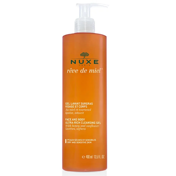 Nuxe Reve de Miel Face and Body Ultra-Rich Cleansing Gel 400ml - Dry/Sensitive Skin, 400 ml for Women