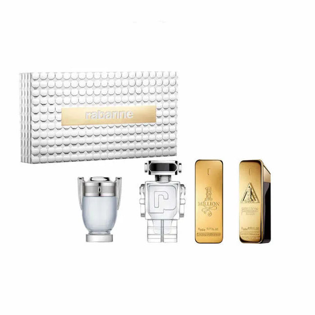 Paco Rabanne Miniatures For Him Gift Set 5ml 1 Million EDT + 5ml 1 Million Elixir EDP + 5ml Invictus EDT + 5ml Phantom EDT for Men