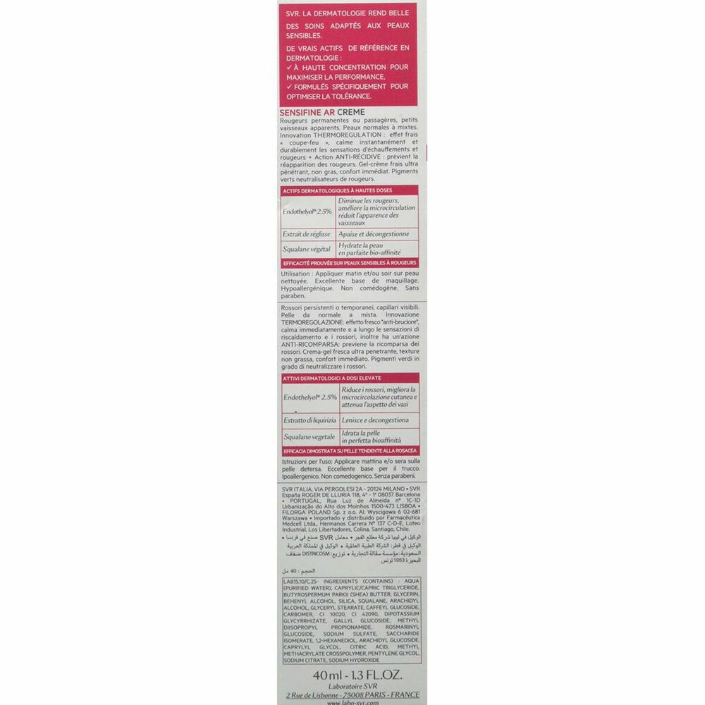 SVR Laboratoires Sensifine AR Anti-Redness Rosacea Cream 40ml, 40 ml for Women