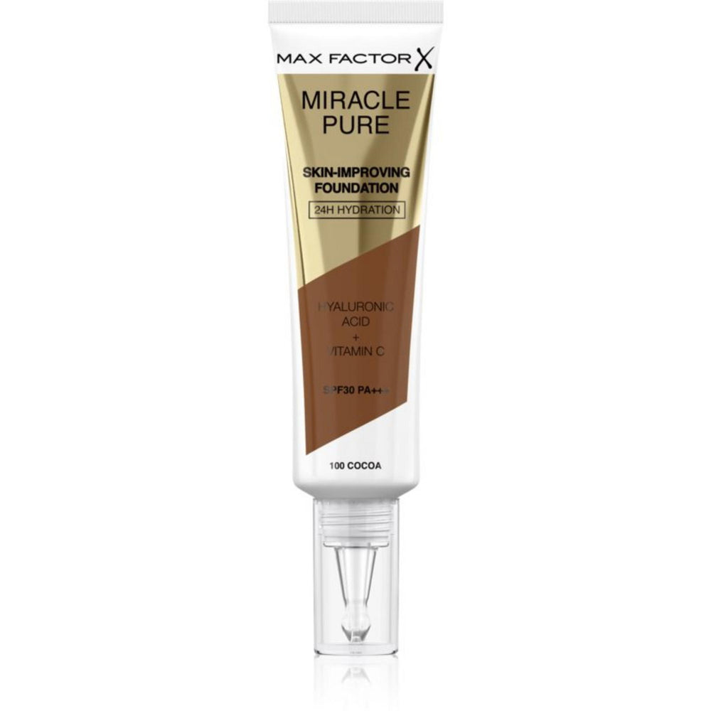 Max Factor Miracle Pure Skin-Improving Foundation SPF30 30m - 100 Cocoa, 30 ml for Unisex