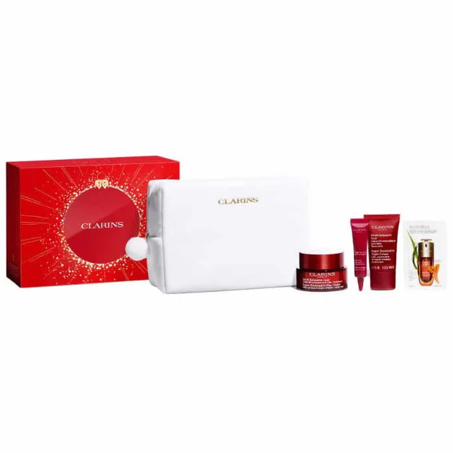 Clarins Super Restorative Gift Set 50ml Day Cream All Skintypes + 15ml Night Cream All Skintypes + 7ml Total Eye Serum + Pouch for Unisex