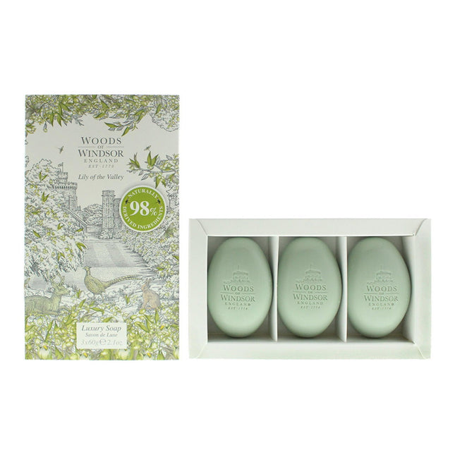 Woods of Windsor Lily of the Valley Soap 3 x 60g, 180 for Women