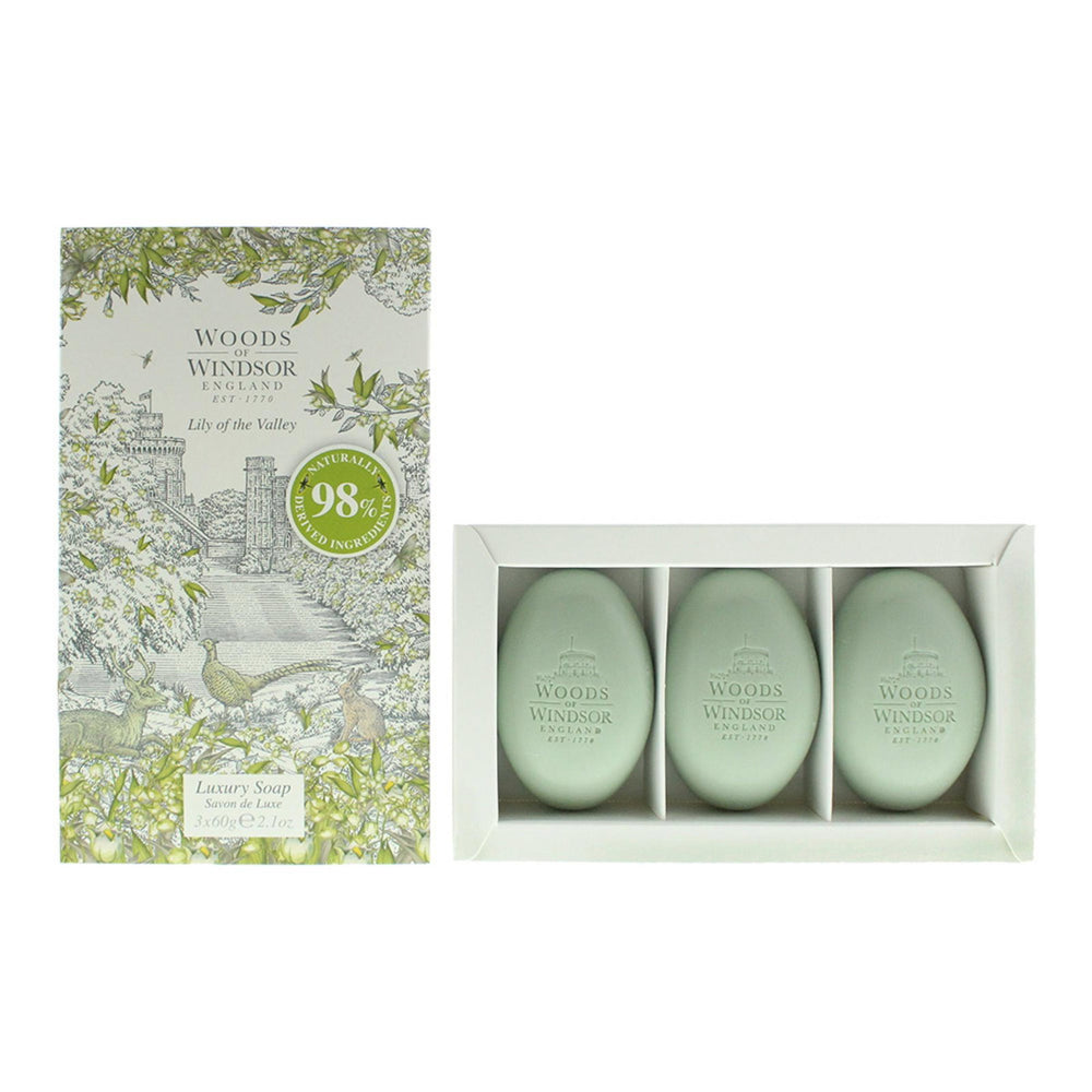 Woods of Windsor Lily of the Valley Soap 3 x 60g, 180 for Women
