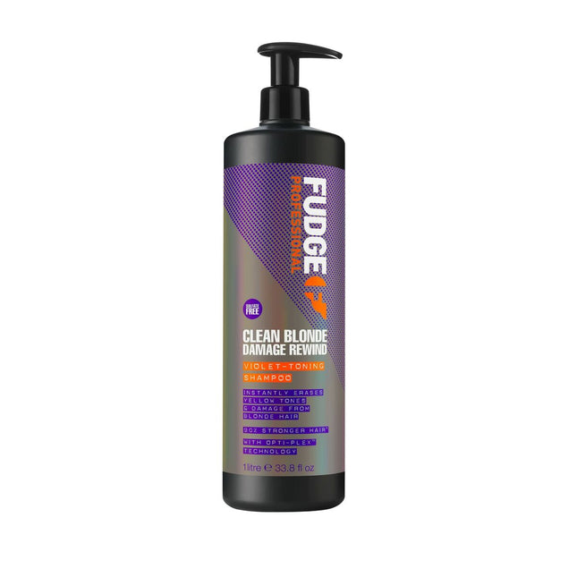 Fudge Clean Blonde Damage Rewind Violet Toning Shampoo 1000ml, 1000 ml for Unisex
