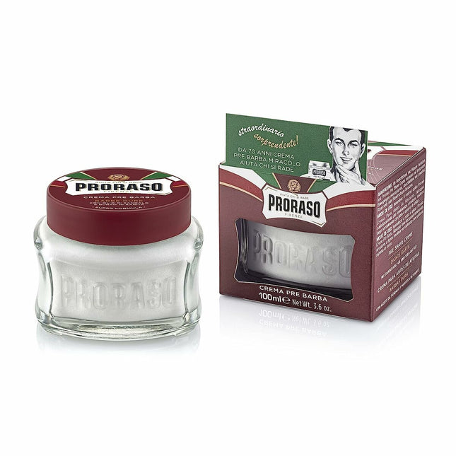 Proraso Red Pre-Shaving Cream with Sandalwood & Shea Butter 100ml, 100 ml for Men