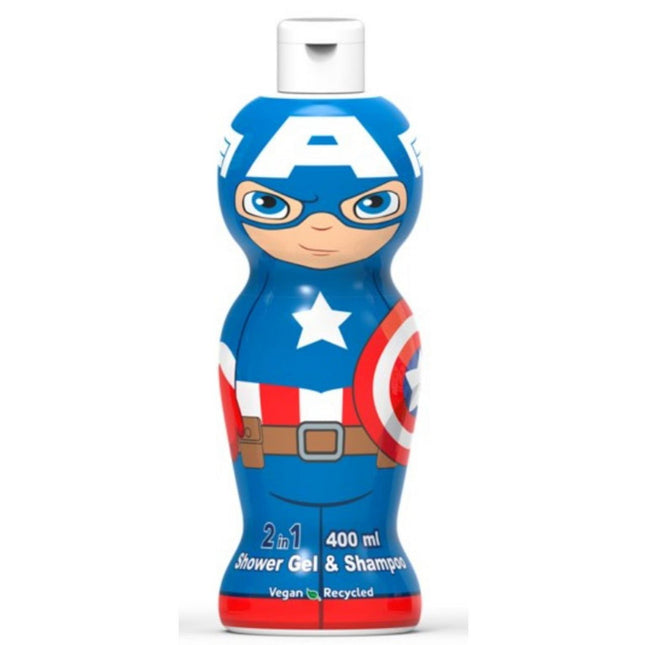 Marvel Captain America 1D Shower Gel & Shampoo 400ml, 400 ml for Men