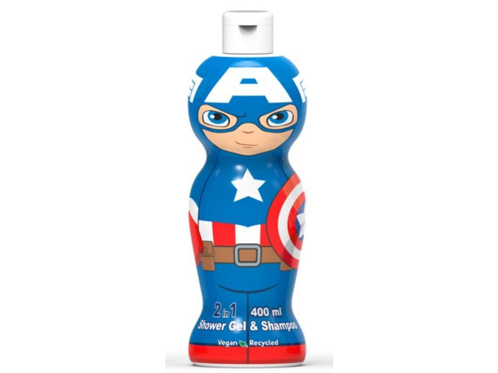 Marvel Captain America 1D Shower Gel & Shampoo 400ml, 400 ml for Men