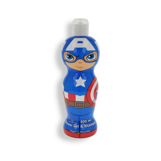 Marvel Captain America 1D Shower Gel & Shampoo 400ml, 400 ml for Men
