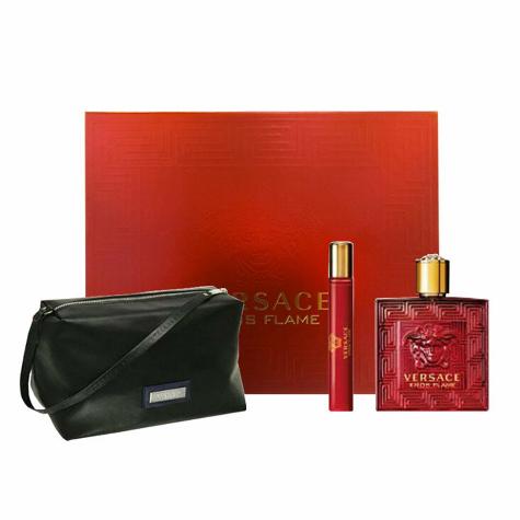 Versace Eros Flame Gift Set 100ml EDP + 10ml EDP + Toiletry Bag for Men