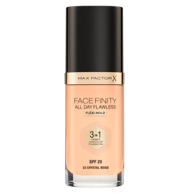 Max Factor Facefinity All Day Flawless 3 in 1 Foundation 30ml - 33 Crystal Beige, 30 ml for Women