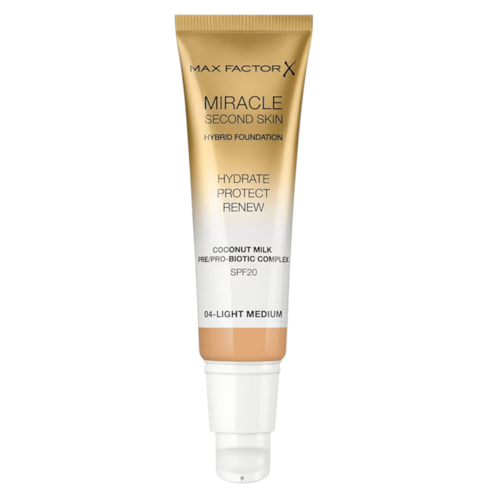 Max Factor Miracle Touch Second Skin Foundation SPF20 30ml - 4 Light Medium, 30 ml for Unisex