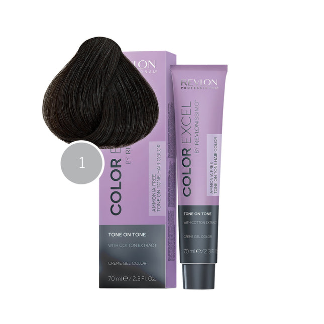 Revlon Revlonissimo Color Excel Creme Gel Hair Colour 70ml - 1 Black, 70 ml for Unisex
