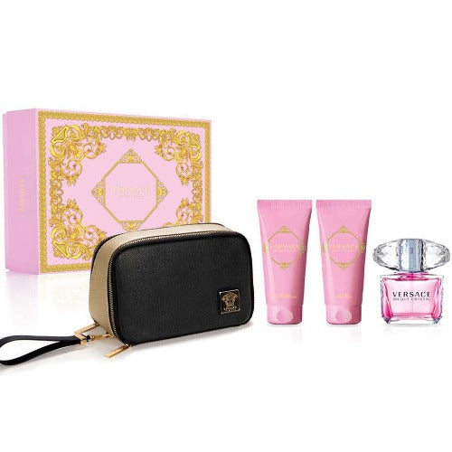Versace Bright Crystal Gift Set 90ml EDT + 100ml Body Lotion + 100ml Shower Gel + Bag for Women