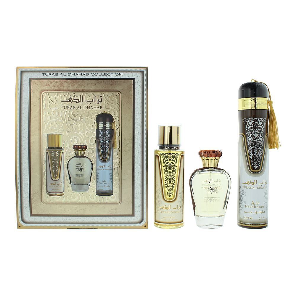 Ard Al Zaafaran Turab Al Dhahab Gift Set 100ml EDP + 250ml Body Mist + 300ml Air Freshener for Women