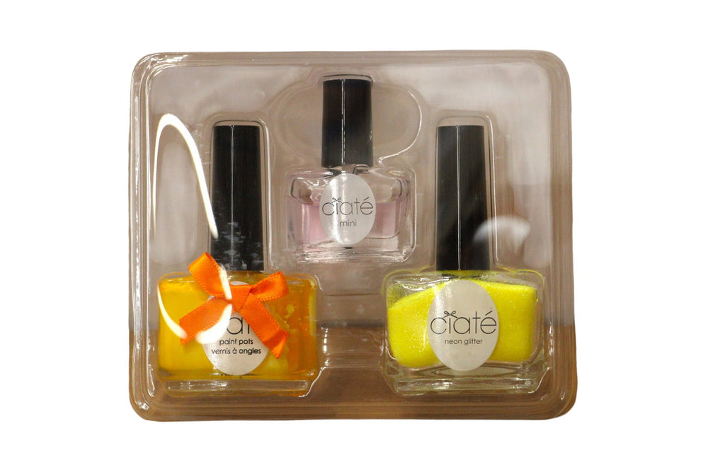 Ciaté Corrupted Neon Manicure Gift Set 13.5ml Neon Orange Nail Polish + 10g Neon Glitter + 5ml Black Light Top Coat for Women