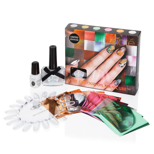 Ciaté Very Colourfoil Manicure Wonderland Gift Set 13.5ml Cream Soda Nail Polish 30x Metallic Foil Sheets in 6 Shades + 5ml Foil Fix Glue + Nail Wheel for Women