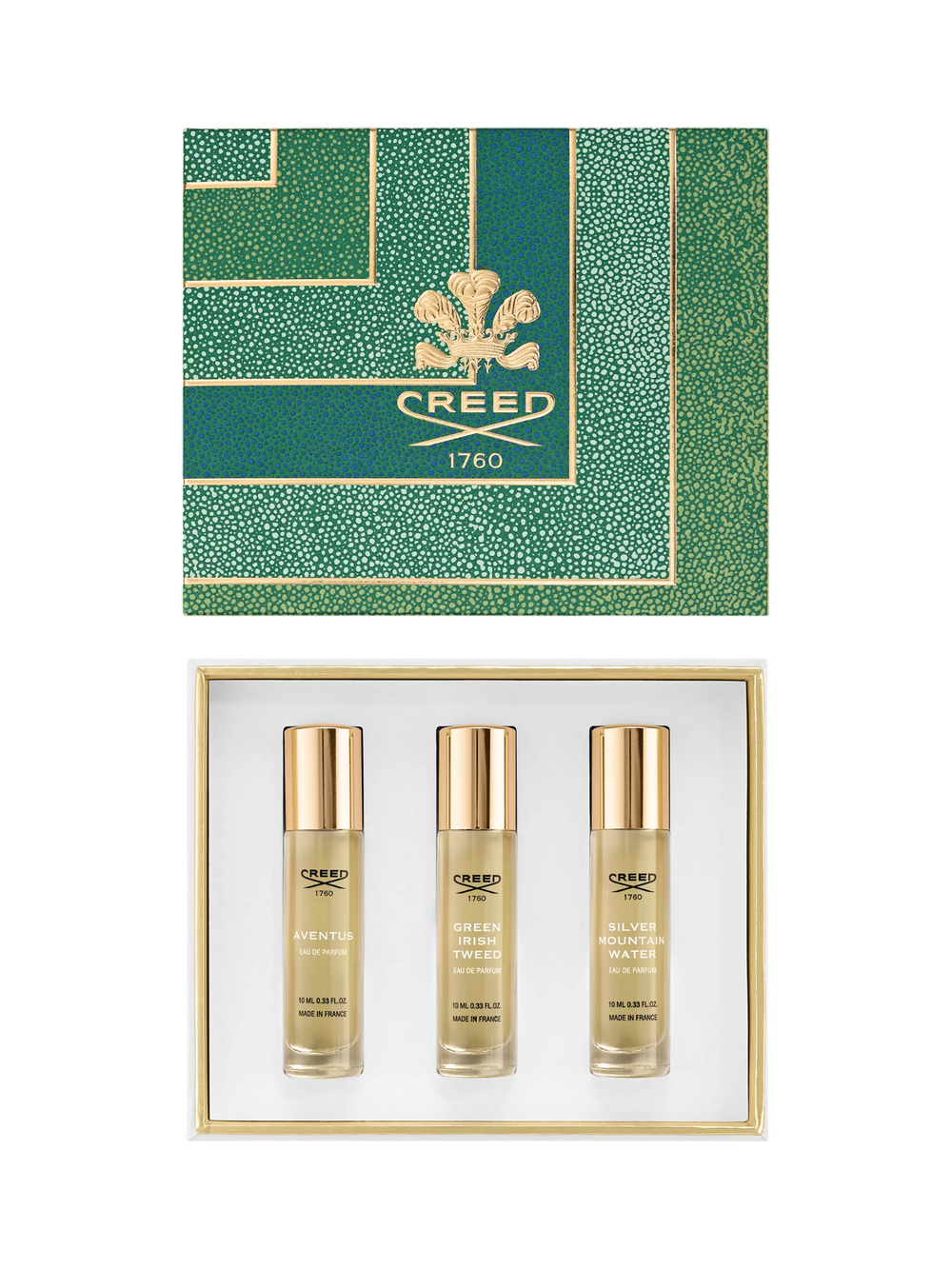 Creed Mini Gift Set: Aventus EDP 10ml - Green Irish Tweed EDP10ml - Silver Mountain Water EDP 10ml for Men