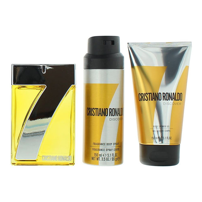 Cristiano Ronaldo CR7 Discover Gift Set 100ml EDT + 150ml Shower Gel + 150ml Body Spray for Men