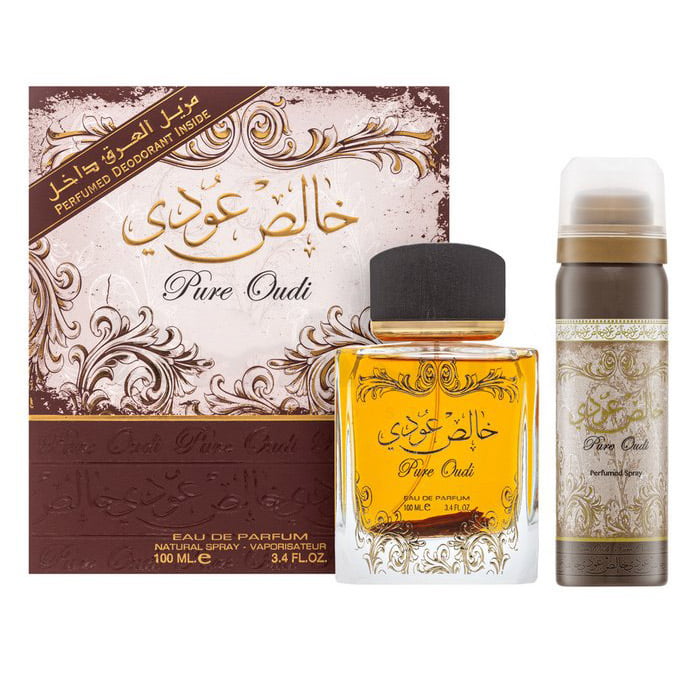 Lattafa Perfumes Pure Oudi Gift Set 100ml EDP + 50ml Deodorant Spray for Unisex