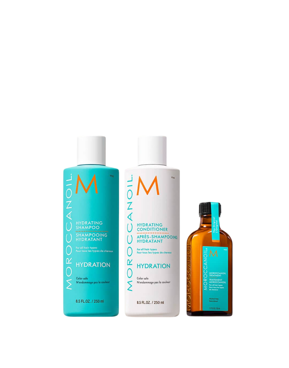 Moroccanoil Hydrating Gift Set 250ml Shampoo + 250ml Conditioner + 50ml Treatment + Bag for Unisex