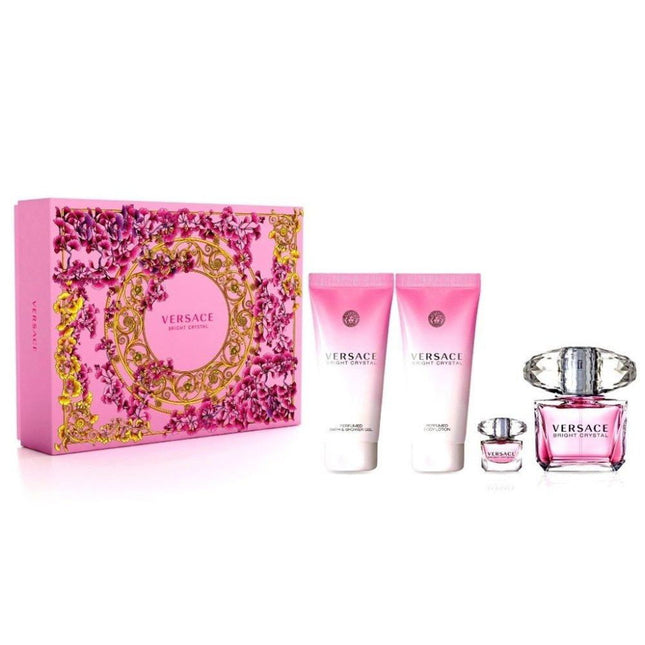 Versace Bright Crystal Gift Set 90ml EDT + 100ml Body Lotion + 100ml Shower Gel + 5ml EDT for Women