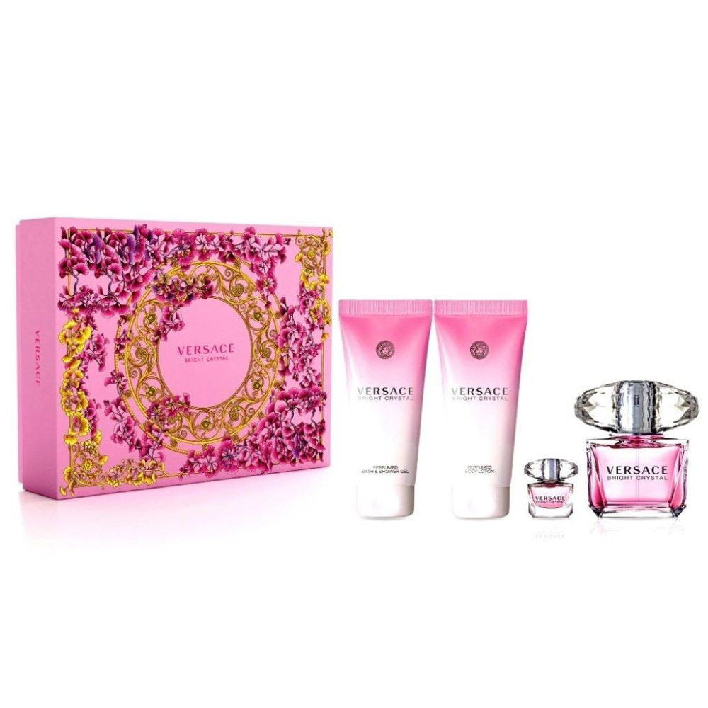Versace Bright Crystal Gift Set 90ml EDT + 100ml Body Lotion + 100ml Shower Gel + 5ml EDT for Women