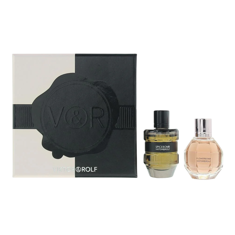 Viktor & Rolf Gift Set 7ml FlowerBomb EDP + 7ml Spicebomb EDT for Unisex